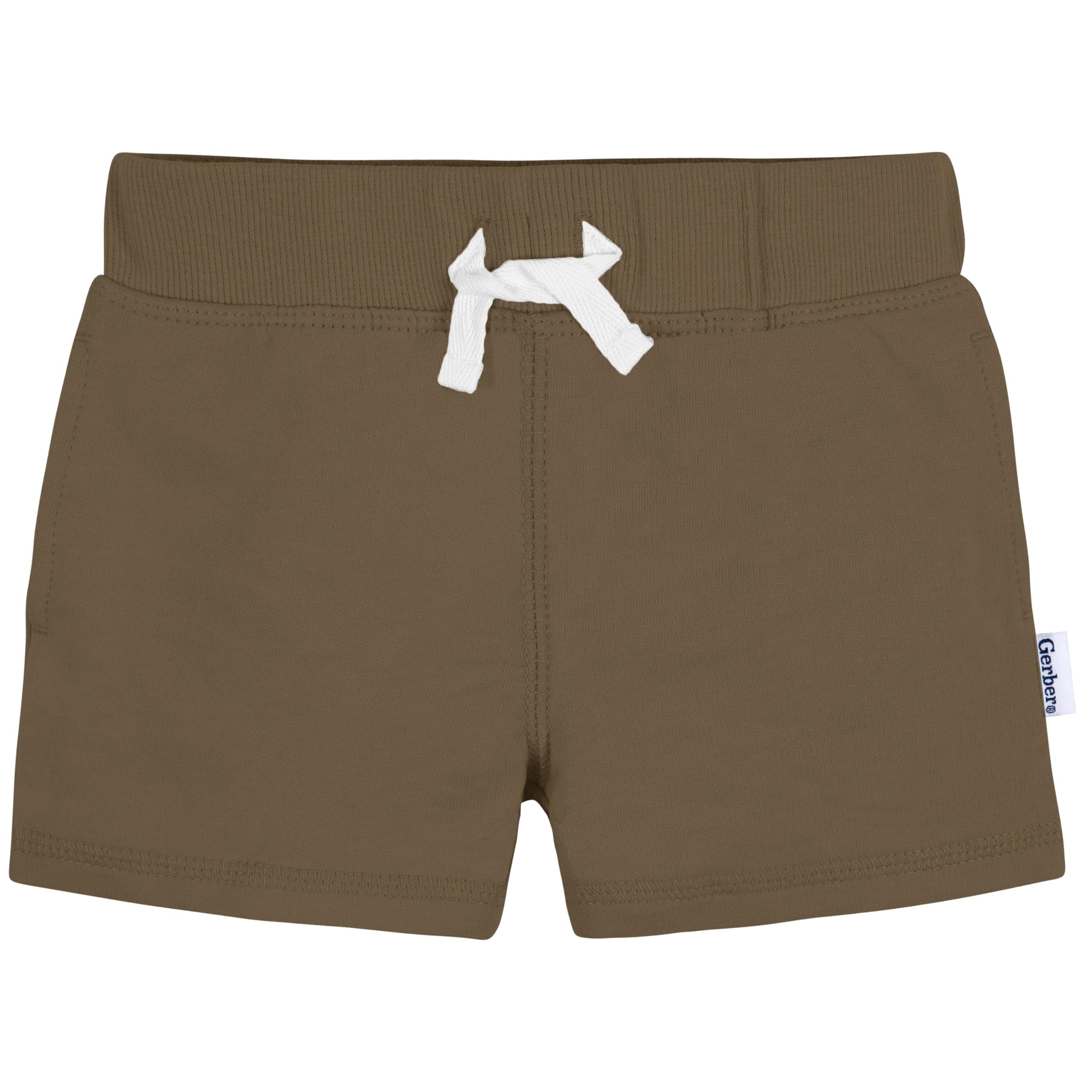Gerber Baby Boys' Toddler 3-Pack Pull-on Knit Shorts, Neutrals, 12 Months