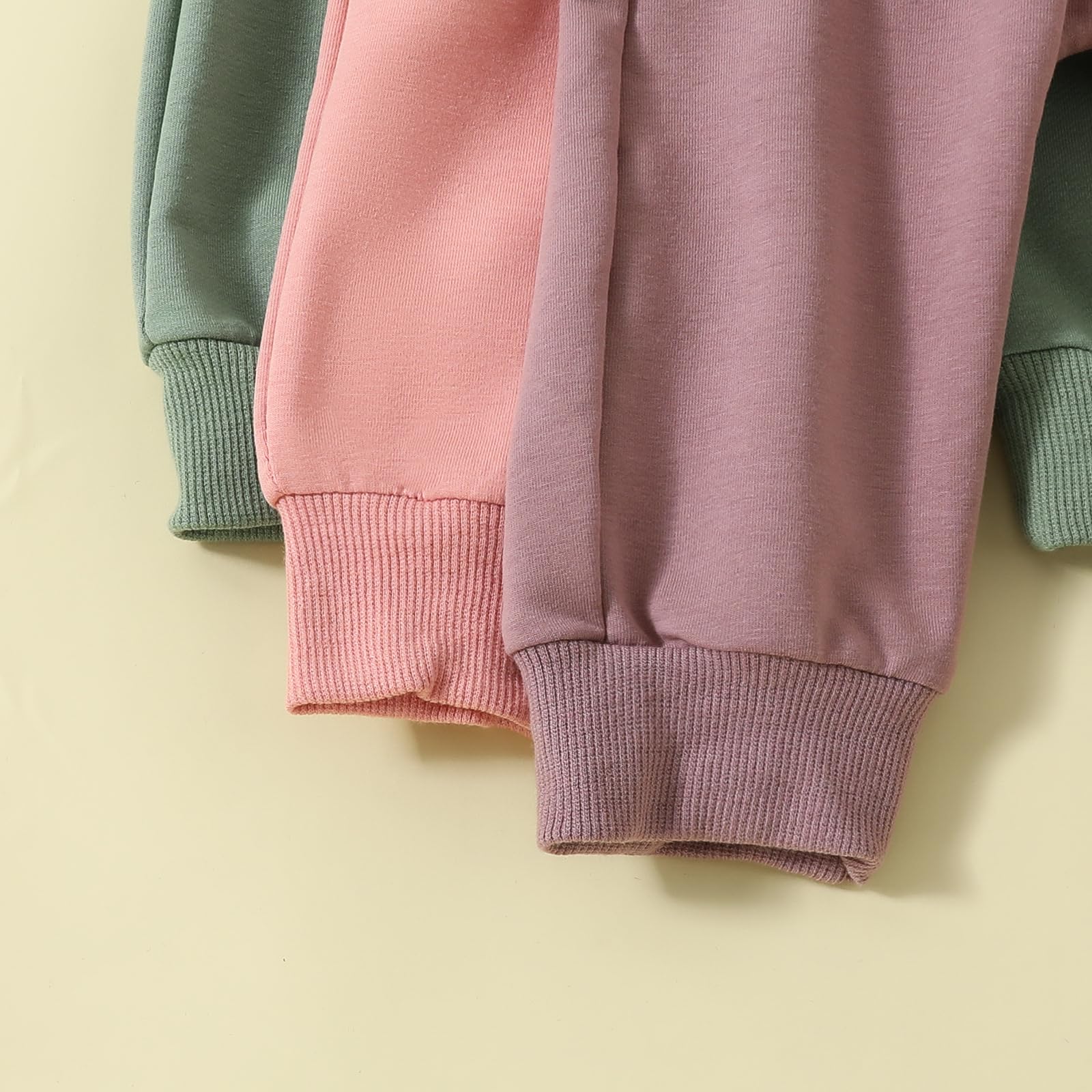 3 Pack Toddler Baby Girl Boys Spring Cotton Long Pants Solid Elastic Waist Jogger Pants Sweatpants Fall Winter Clothes, Green Pink Purple, 18-24 Months