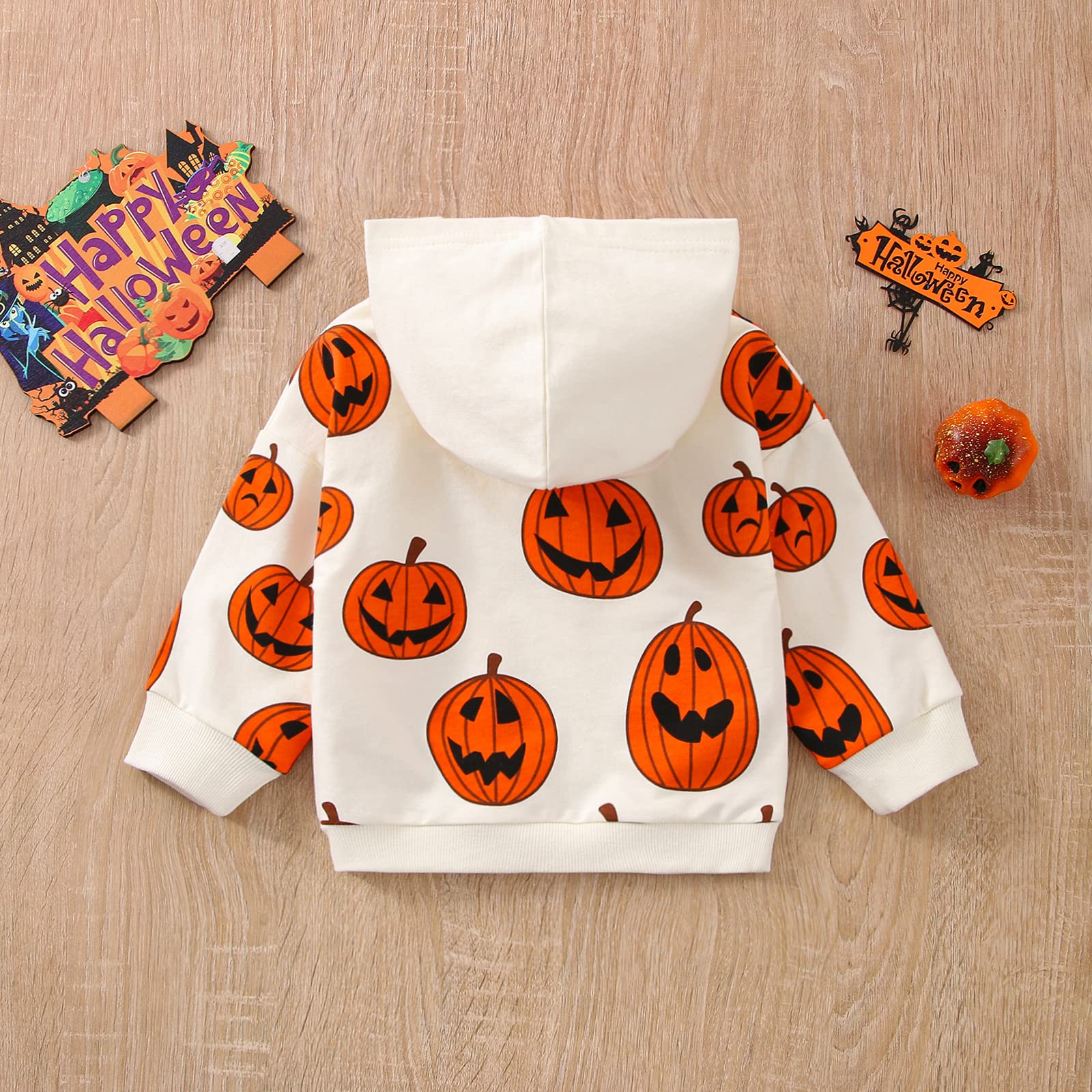 Kids Toddler Baby Girl Boy Hoodies Letter Pullover Sweatshirt Long Sleeve Hooded Tops Fall Winter Clothes, H-pumpkin Orange, 18-24 Months