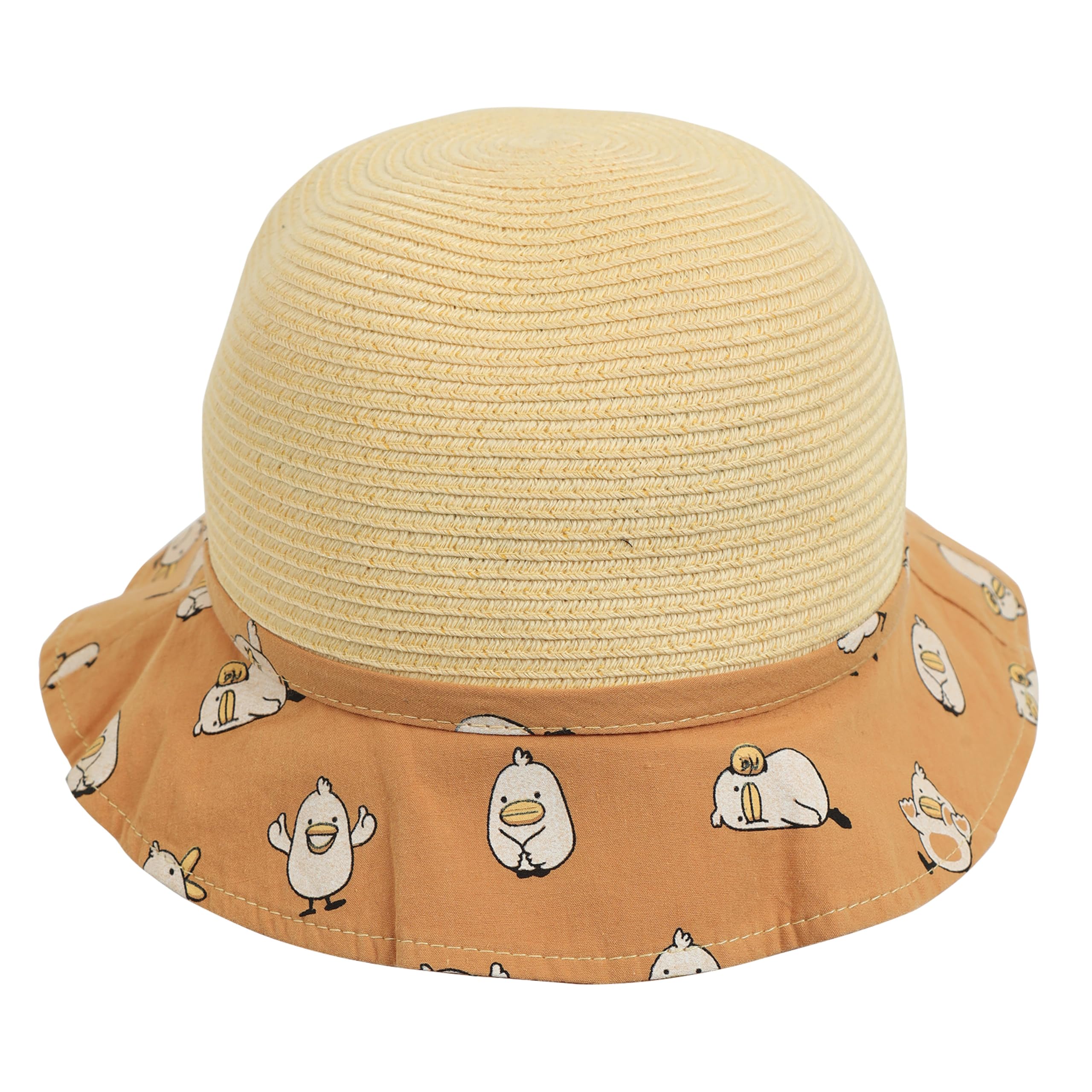 FabSeasons Adjustable Straw Hat for Girls Ages 1-3 - 50-52 cm with Elastic Strap Yellow