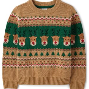 Gymboree Baby-Girls and Toddler Long Sleeve Crew Neck Pullover Sweater, Reindeer Fairisle, 12-18 Months