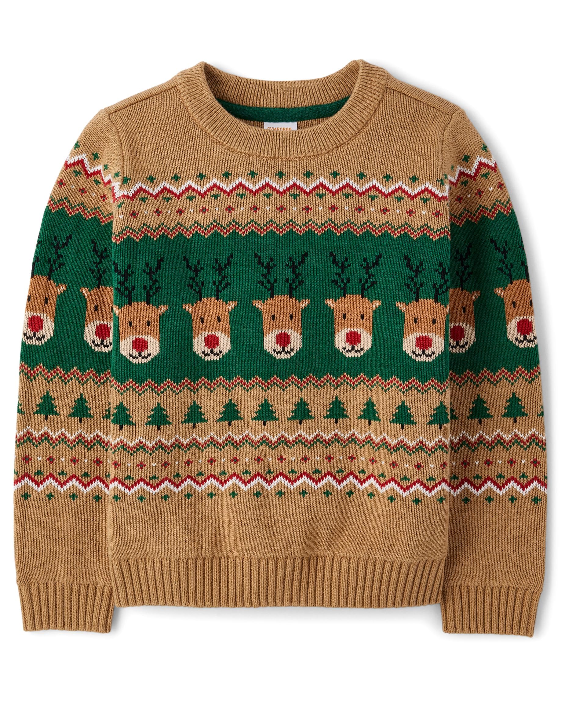 Gymboree Baby-Girls and Toddler Long Sleeve Crew Neck Pullover Sweater, Reindeer Fairisle, 12-18 Months