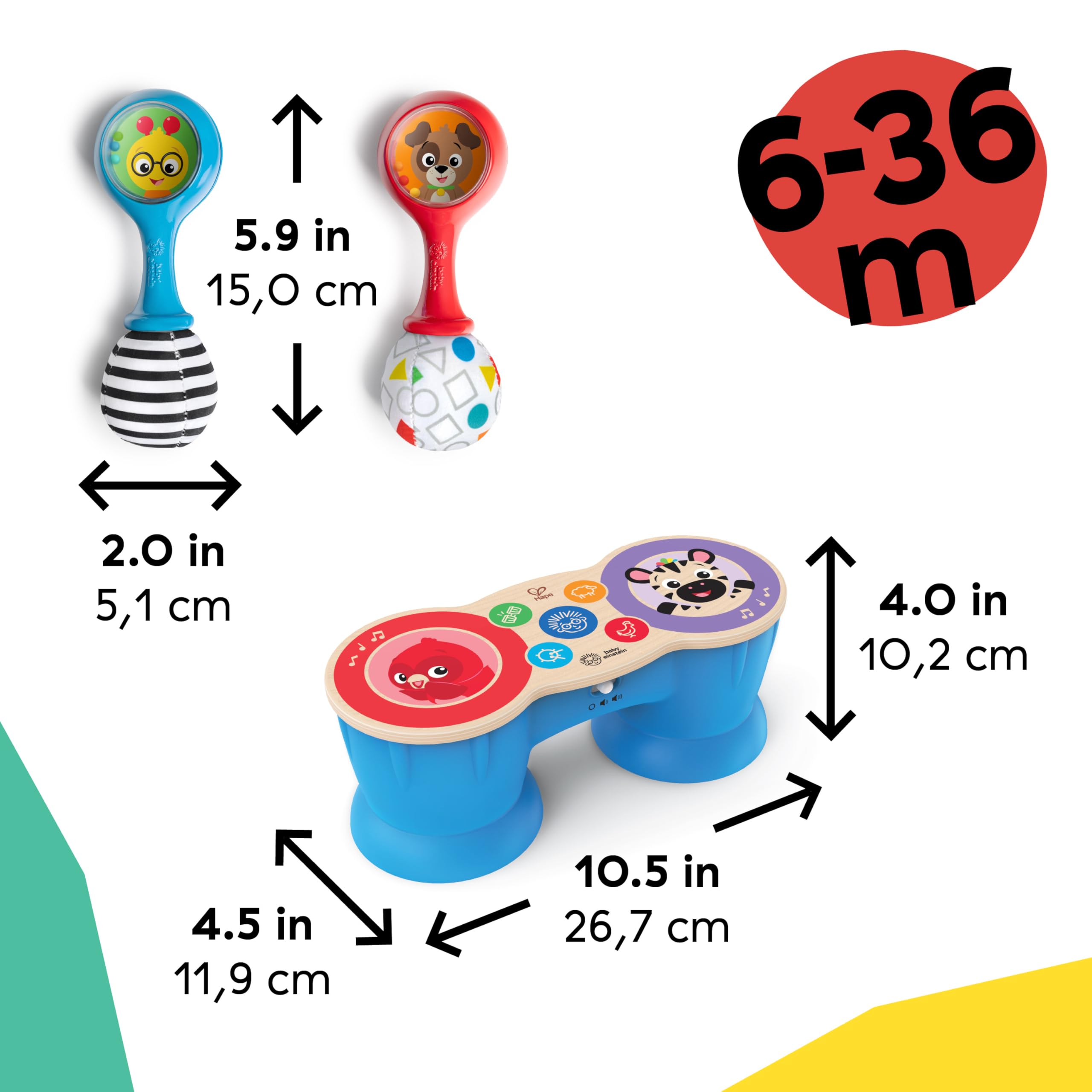 Baby Einstein First Tunes Drum & Shaker Musical Gift Set with Maracas and Toy Drum