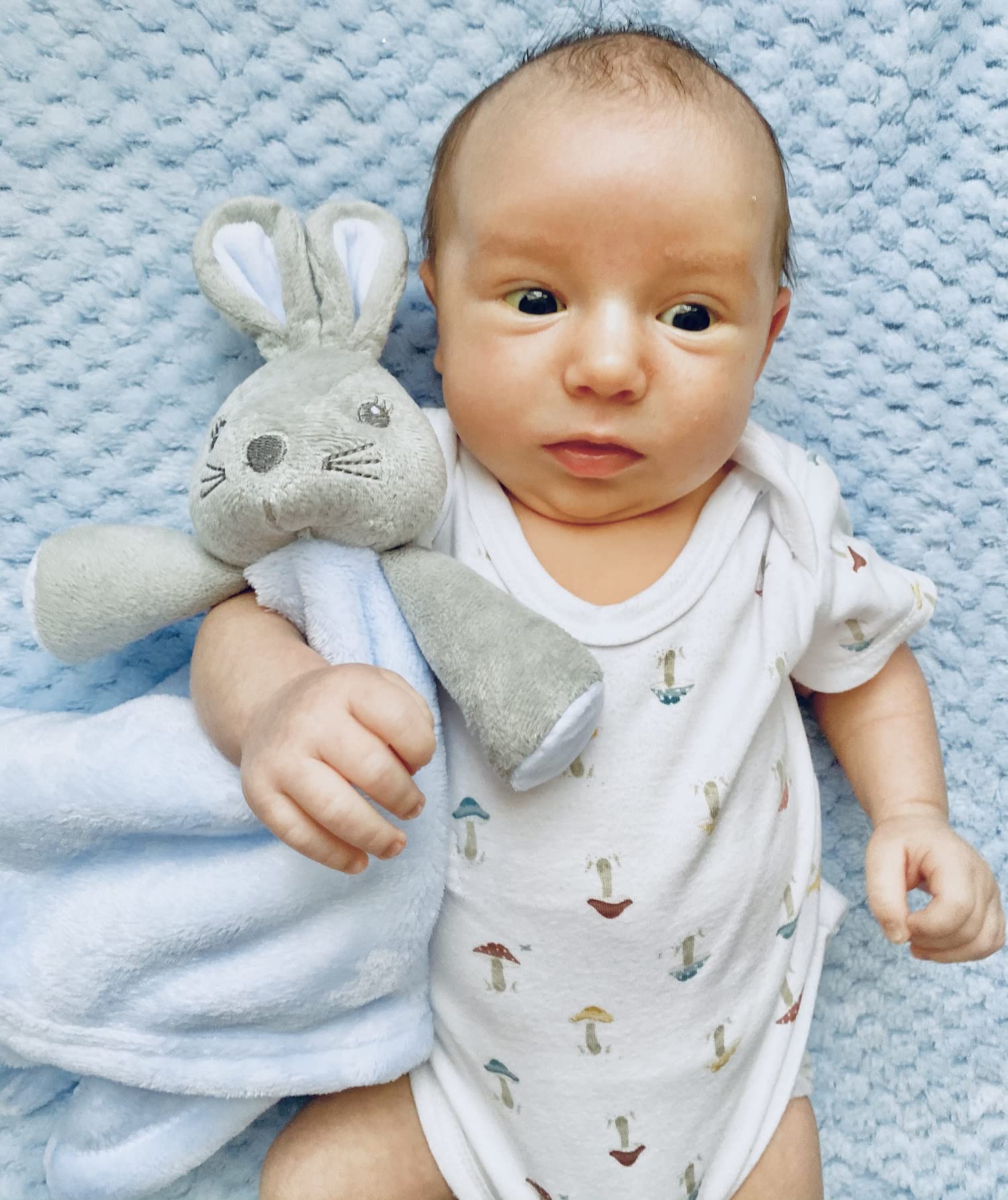 Hoolaroo New Baby Hampers Gift Set New Baby Giftd Boy Unique Suitcase Memory Box Cute Soft Newborn Baby Gifts Boy Milestone Blue Bunny Comforter Blanket